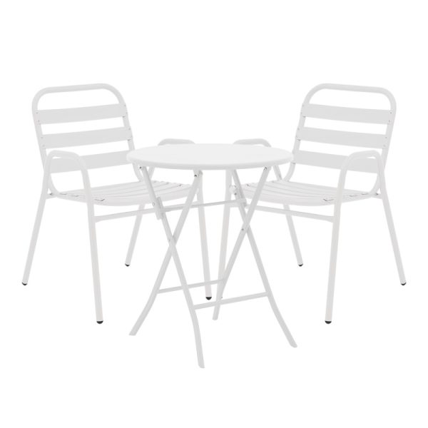 130 000189 Albero-Sussie pakoworld metal dining table in white shade D60x70cmOutdoor furniture > Garden food table