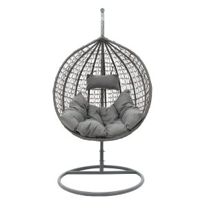 135 000001 3 Zafer pakoworld swing hanging metal-pp- pillow in grey color 106x103x200cmOutdoor furniture > Gardens swings