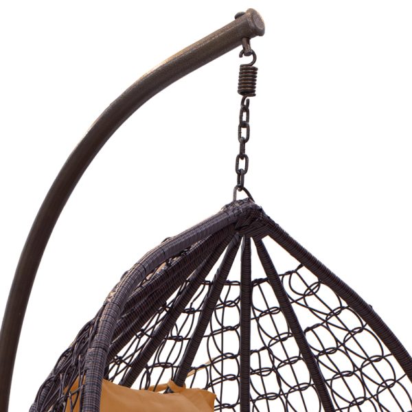135 000023 2 Zafer pakoworld swing hanging metal-pp brown-cushion beige 106x103x200cmOutdoor furniture > Gardens swings