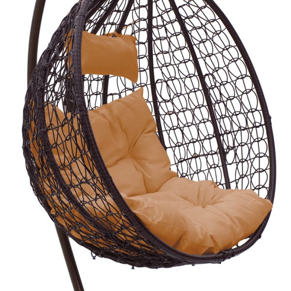 135 000023 3 Zafer pakoworld swing hanging metal-pp brown-cushion beige 106x103x200cmOutdoor furniture > Gardens swings