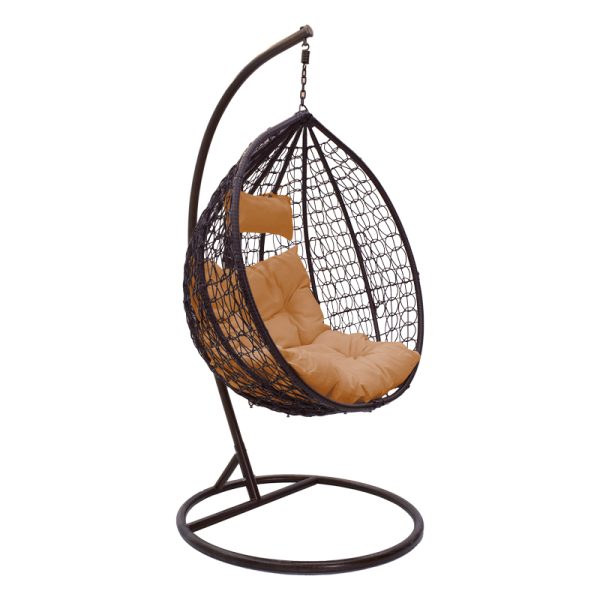 135 000023 Zafer pakoworld swing hanging metal-pp brown-cushion beige 106x103x200cmOutdoor furniture > Gardens swings