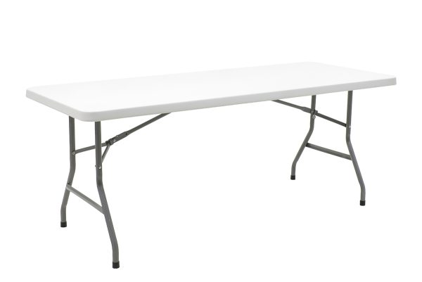 142 000001 Commercial folding camping table Aprilia pakoworld in colour white granite 183x76x74cmOutdoor furniture > Catering furniture
