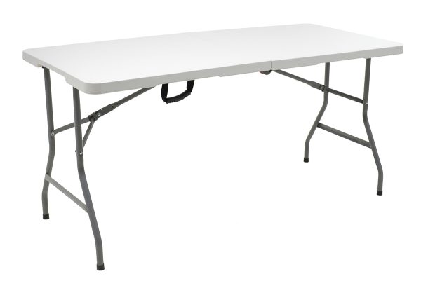 142 000003 Commercial folding camping table Rodeo pakoworld metal frame colour white 152x60x74cmOutdoor furniture > Catering furniture