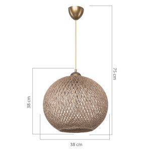 147 000053 3 Ceiling light Leshia pakoworld Ε27 brown D38x38cmBOHO CHIC > Luminaries