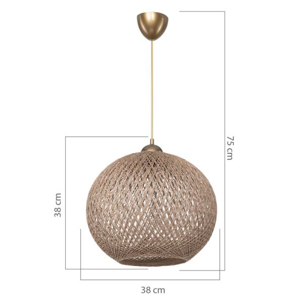 147 000053 3 Ceiling light Leshia pakoworld Ε27 brown D38x38cmBOHO CHIC > Luminaries