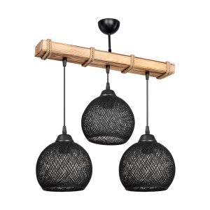 147 000065 Ceiling light Fiona pakoworld Ε27 black-natural 50x20x63cmBOHO CHIC > Luminaries