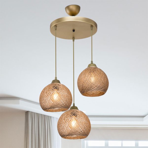 147 000109 2 Ceiling light PWL-1121 pakoworld Ε27 beige-golden D40x80cmBOHO CHIC > Luminaries
