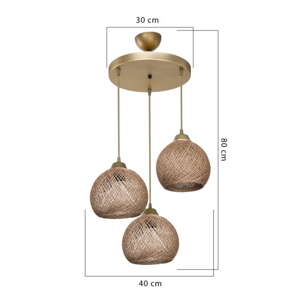 147 000109 3 Ceiling light PWL-1121 pakoworld Ε27 beige-golden D40x80cmBOHO CHIC > Luminaries