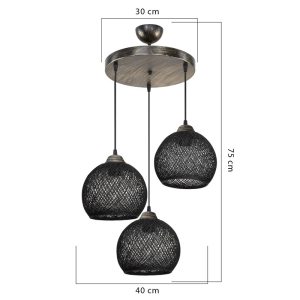 147 000110 3 Ceiling light PWL-1121 pakoworld Ε27 black-bronze D40x80cmBOHO CHIC > Luminaries