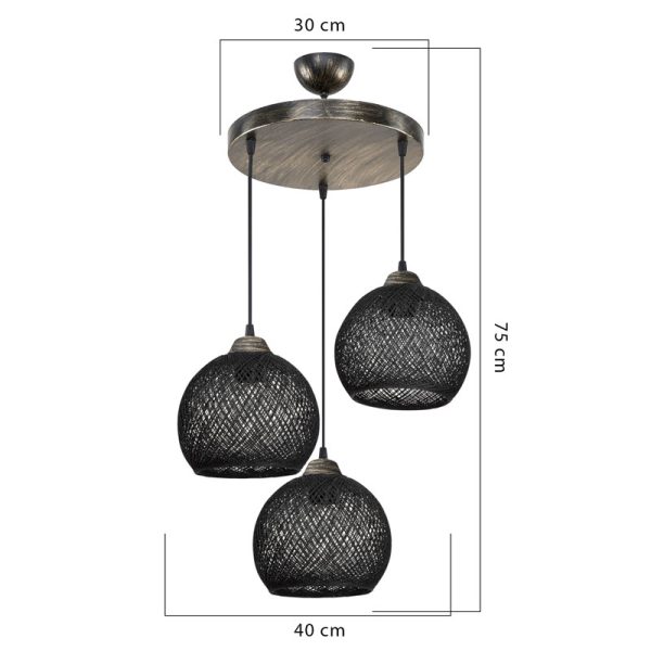 147 000110 3 Ceiling light PWL-1121 pakoworld Ε27 black-bronze D40x80cmBOHO CHIC > Luminaries