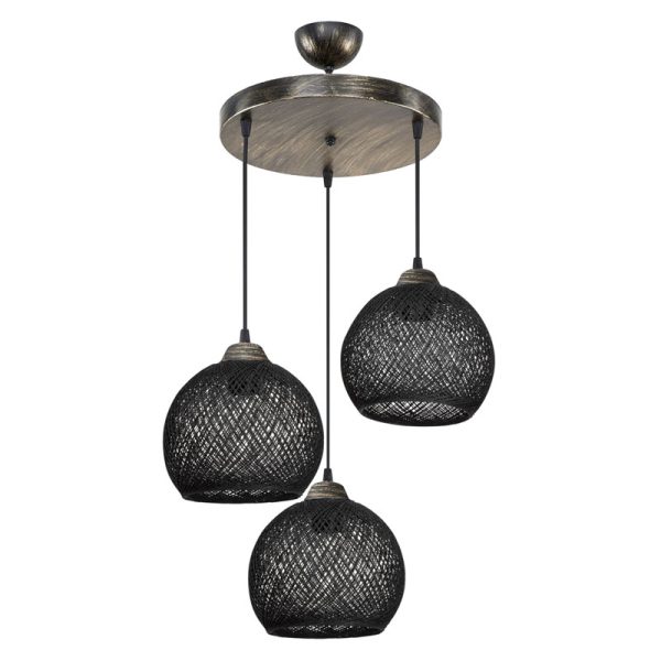 147 000110 Ceiling light PWL-1121 pakoworld Ε27 black-bronze D40x80cmBOHO CHIC > Luminaries