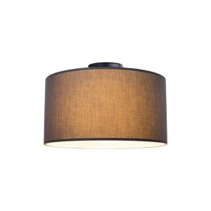 147 000164 2 Single light ceiling lamp Momoa pakoworld fabric in gray shade D30x21cmLighting > Ceiling