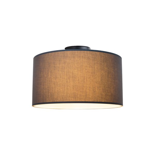 147 000164 2 Single light ceiling lamp Momoa pakoworld fabric in gray shade D30x21cmLighting > Ceiling