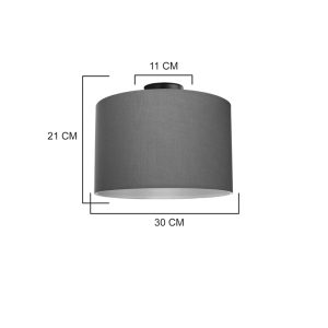 147 000164 3 Single light ceiling lamp Momoa pakoworld fabric in gray shade D30x21cmLighting > Ceiling