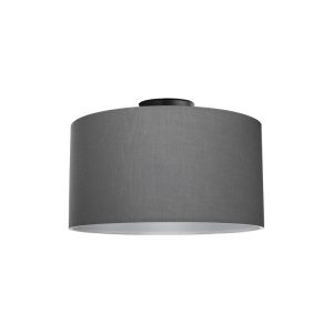 147 000164 Single light ceiling lamp Momoa pakoworld fabric in gray shade D30x21cmLighting > Ceiling
