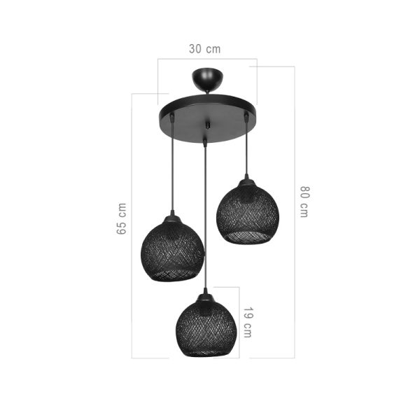 147 000182 3 Three-light ceiling light PWL-0973 I pakoworld E27 black D35x18cmLighting > Ceiling