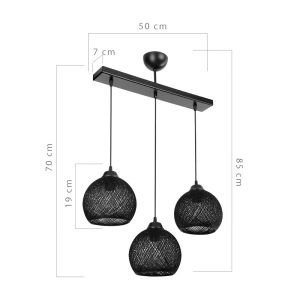 147 000184 3 Three-light ceiling lamp PWL-0973 II pakoworld E27 black 50x18x85cmLighting > Ceiling