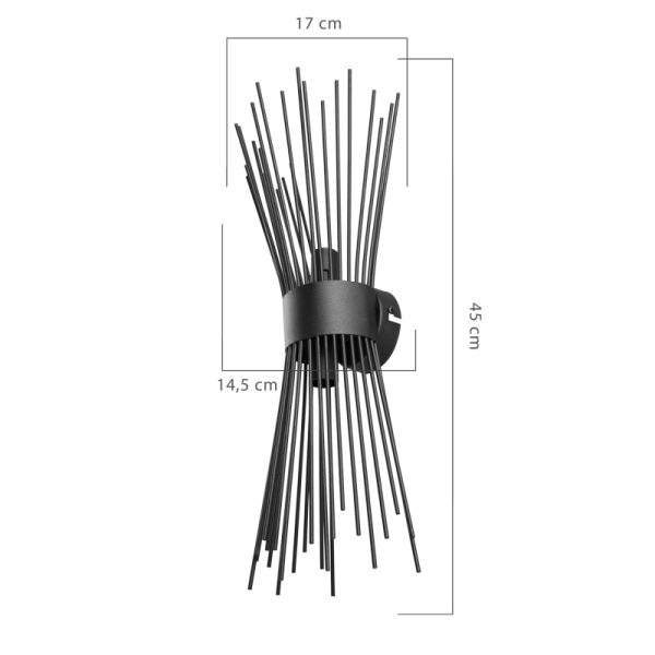 147 000187 3 Wall lamp-wall sconce two-light Candil pakoworld E14 in black shade 17x20x45cmLighting > Scones