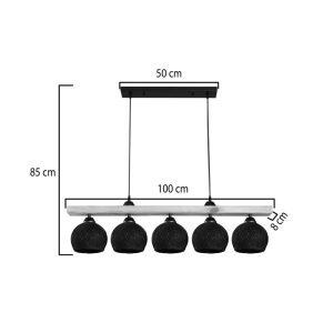 147 000198 3 Five-light ceiling lamp Salote pakoworld E27 in brown-black shade 100x18x24cmLighting > Ceiling