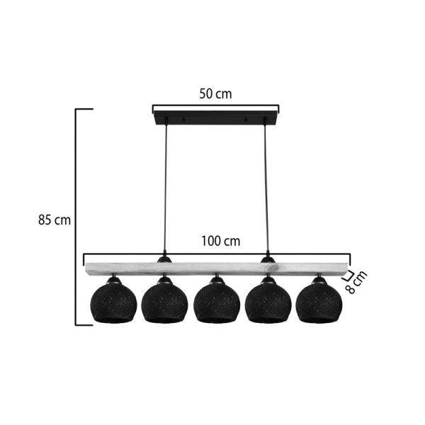 147 000198 3 Five-light ceiling lamp Salote pakoworld E27 in brown-black shade 100x18x24cmLighting > Ceiling