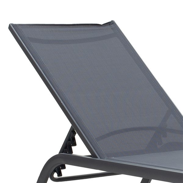152 000009 3 Sunbed Jaipur pakoworld aluminium anthracite-textilene dark greyOutdoor furniture > Sunbeds