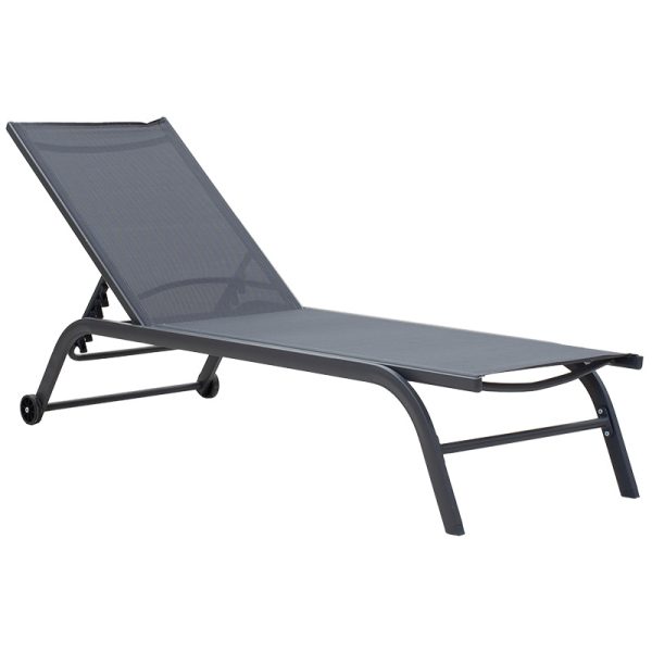 152 000009 Sunbed Jaipur pakoworld aluminium anthracite-textilene dark greyOutdoor furniture > Sunbeds