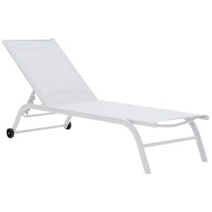 152 000010 Sunbed Jaipur pakoworld aluminium white-white textileneOutdoor furniture > Sunbeds