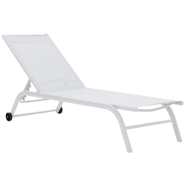 152 000010 Sunbed Jaipur pakoworld aluminium white-white textileneOutdoor furniture > Sunbeds