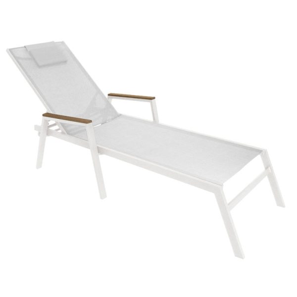152 000015 Sunbed with arms Koby pakoworld aluminium white-beige textileneOutdoor furniture > Sunbeds