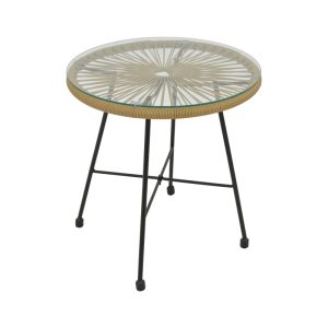 152 000040 2 Acapulco pakoworld table black metal - pe rattan in natural shade D50x50cmBOHO CHIC > Coffee Tables