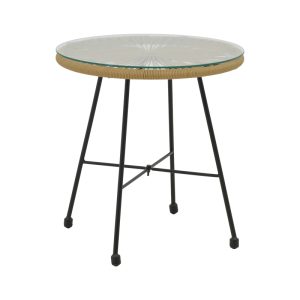 152 000040 Acapulco pakoworld table black metal - pe rattan in natural shade D50x50cmBOHO CHIC > Coffee Tables