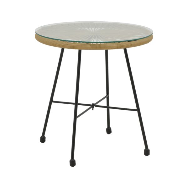 152 000040 Acapulco pakoworld table black metal - pe rattan in natural shade D50x50cmBOHO CHIC > Coffee Tables
