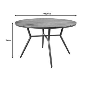 152 000091 4 Appa pakoworld aluminum and plywood table in anthracite shade D120x74cmOutdoor furniture > Garden dining sets