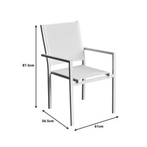 152 000097 4 Zacreta pakoworld aluminum-textilene armchair in white color 61x56.5x87.5cmOutdoor furniture > Garden armchairs