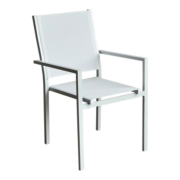 152 000097 Zacreta pakoworld aluminum-textilene armchair in white color 61x56.5x87.5cmOutdoor furniture > Garden armchairs