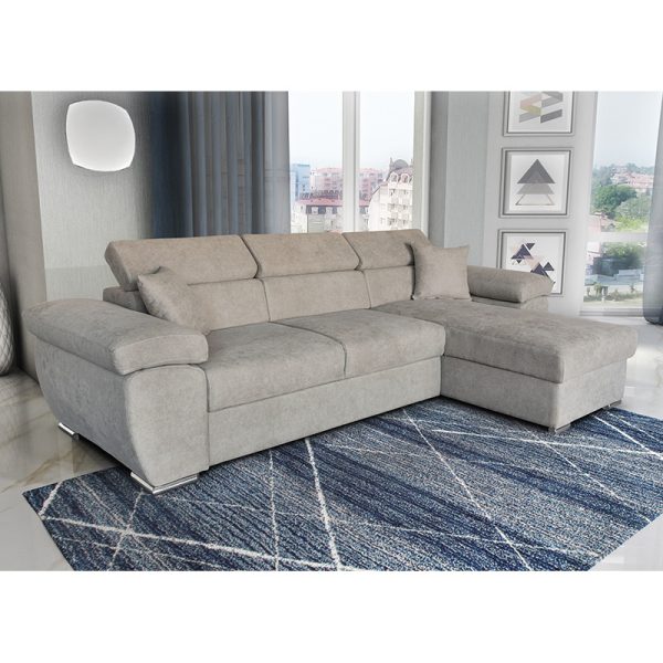166 000007 2 Corner sofa-bed reversible Comy pakoworld beige-brown 286x160x75-90cmIndoor furniture > Cornered sofas