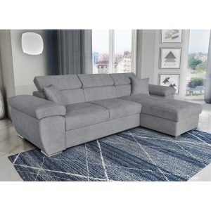 166 000008 2 Corner sofa-bed reversible Comy pakoworld fabric gray 286x160x75-90cmIndoor furniture > Cornered sofas