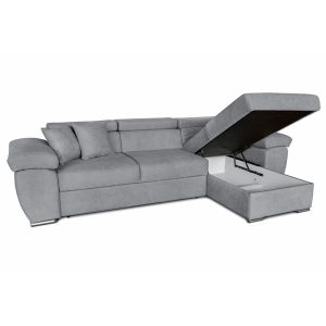 166 000008 3 Corner sofa-bed reversible Comy pakoworld fabric gray 286x160x75-90cmIndoor furniture > Cornered sofas