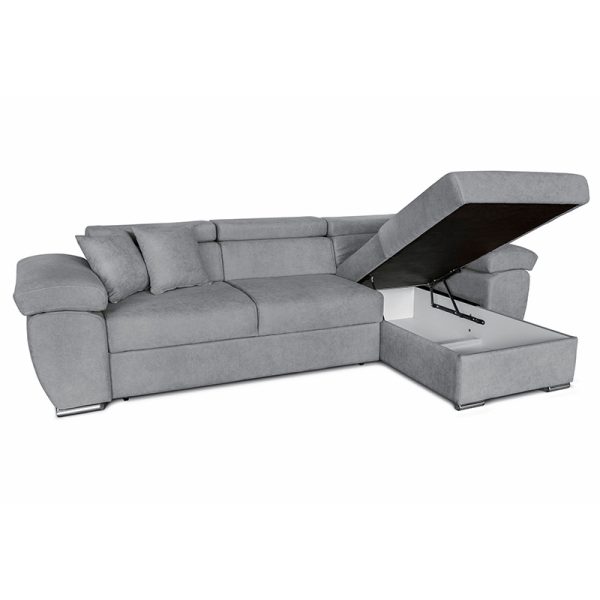 166 000008 3 Corner sofa-bed reversible Comy pakoworld fabric gray 286x160x75-90cmIndoor furniture > Cornered sofas