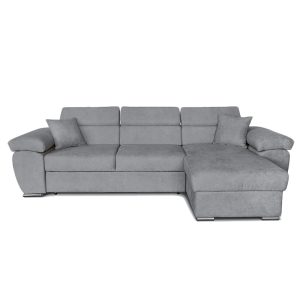 166 000008 4 Corner sofa-bed reversible Comy pakoworld fabric gray 286x160x75-90cmIndoor furniture > Cornered sofas