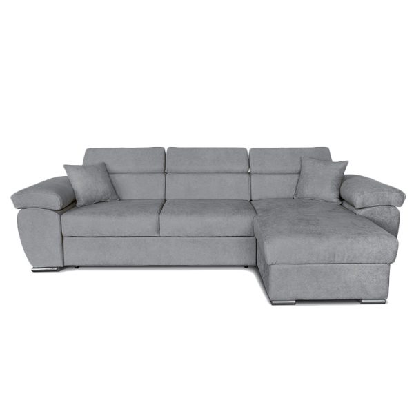 166 000008 4 Corner sofa-bed reversible Comy pakoworld fabric gray 286x160x75-90cmIndoor furniture > Cornered sofas