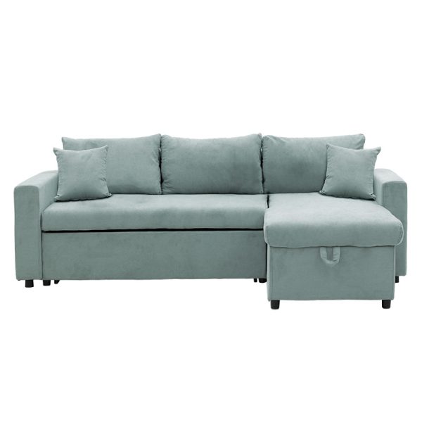 166 000017 3 Corner sofa-bed reversible Lilian pakoworld fabric green mint 225x148x81cmIndoor furniture > Cornered sofas