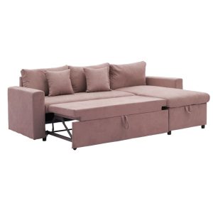 166 000019 2 Corner sofa-bed reversible Lilian pakoworld fabric rotten apple 225x148x81cmIndoor furniture > Cornered sofas