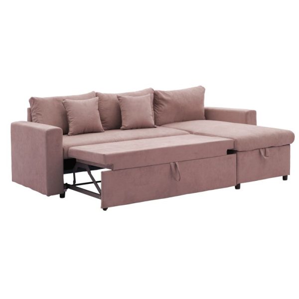 166 000019 2 Corner sofa-bed reversible Lilian pakoworld fabric rotten apple 225x148x81cmIndoor furniture > Cornered sofas