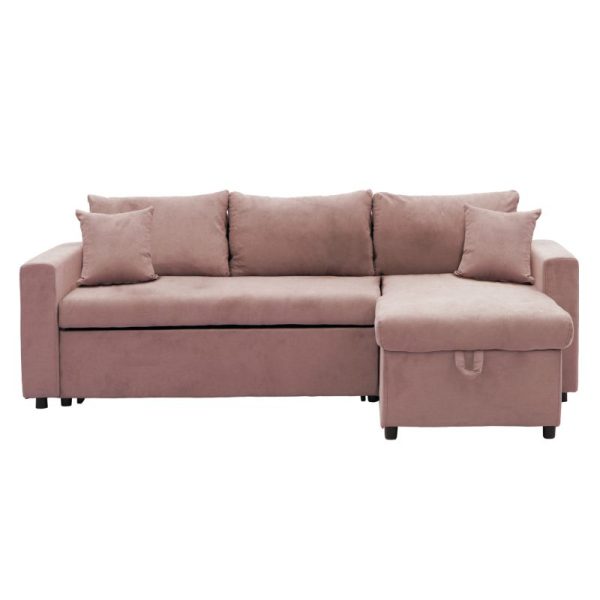 166 000019 3 Corner sofa-bed reversible Lilian pakoworld fabric rotten apple 225x148x81cmIndoor furniture > Cornered sofas