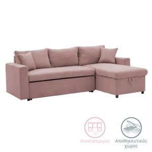 166 000019 Corner sofa-bed reversible Lilian pakoworld fabric rotten apple 225x148x81cmIndoor furniture > Cornered sofas
