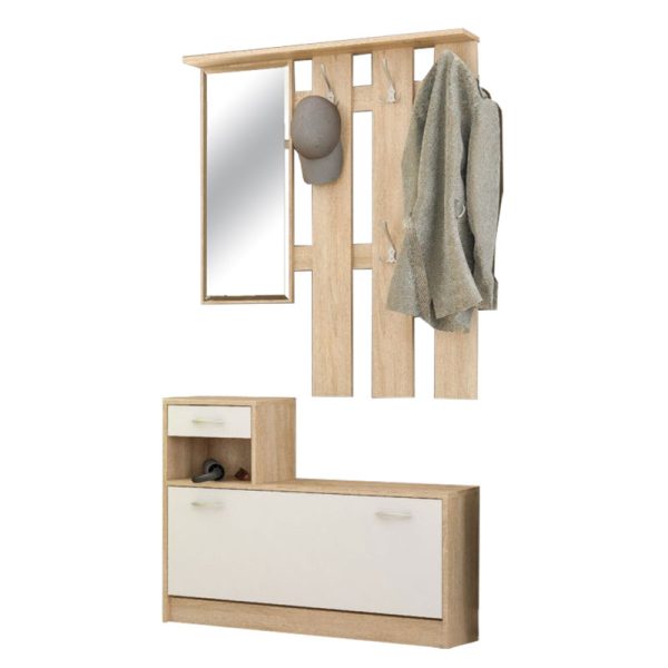 173 000021 Entrance furniture Jamie pakoworld color natural-white 100x27.5x187cmIndoor furniture > Entrance furniture