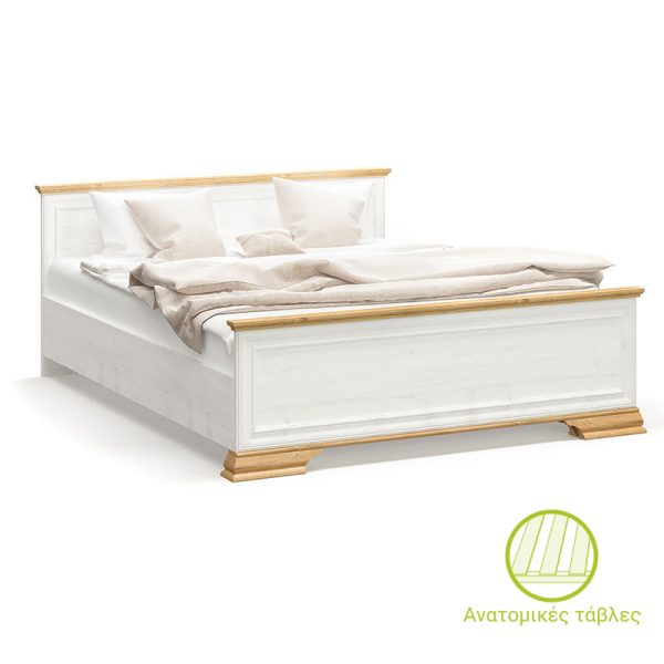 173 000023 Double Bed Jaden pakoworld color golden oak-white antique 160x200cmIndoor furniture > Beds