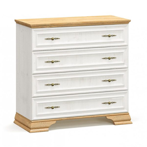 173 000028 Chest of 4 drawers Jaden pakoworld color golden oak-white antique 93.5x39x88.5cmIndoor furniture > Drawers-consoles