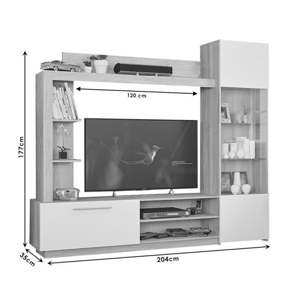 173 000043 2 Living room complex June pakoworld sonoma-white color 204x35x177cmIndoor furniture > Living room sets